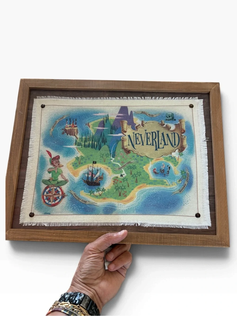 Disney Peter Pan Neverland Map Framed Wood Wall Decor 15